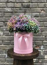 Цветочная композиция из Гипсофила и Розы в шляпной коробке #REPLACE_PRED# Спасском Приморского края