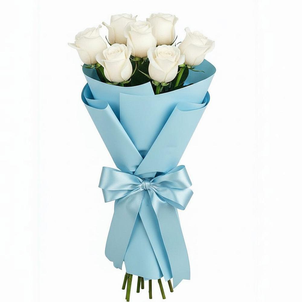 Букет 7 белых роз Проуд в Спасском Приморского края