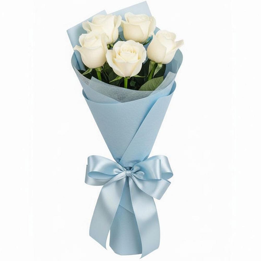 Букет 5 Белых роз Проуд в Спасском Приморского края