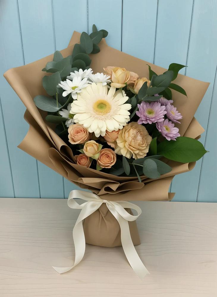 Букет цветов из: Герберы и Хризантемы в Спасском Приморского края