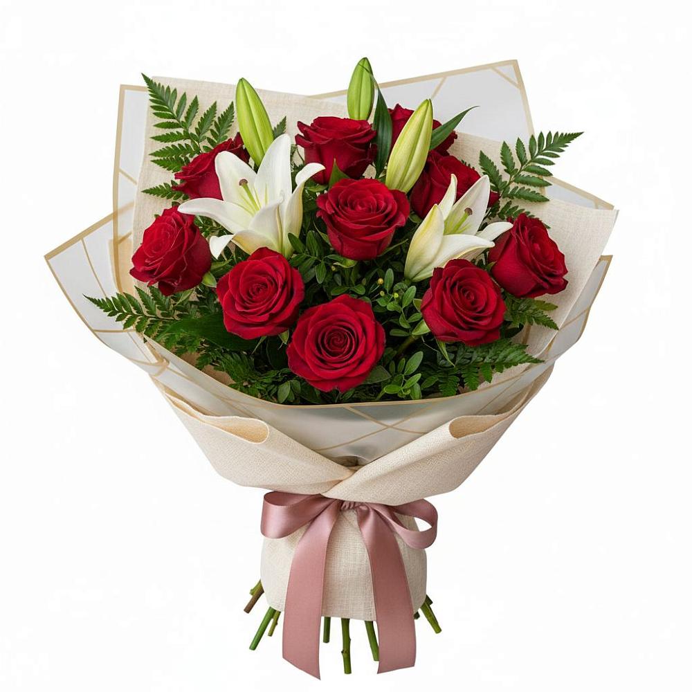 Букет цветов из: Лилии и Розы в Спасском Приморского края