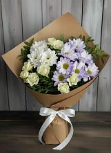 Букет цветов из:  Хризантемы и Розы в Спасском Приморского края