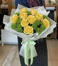 Букет цветов из:  Хризантемы и Розы в Спасском Приморского края