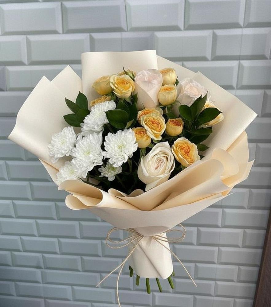 Букет цветов из: Розы и Хризантемы в Спасском Приморского края