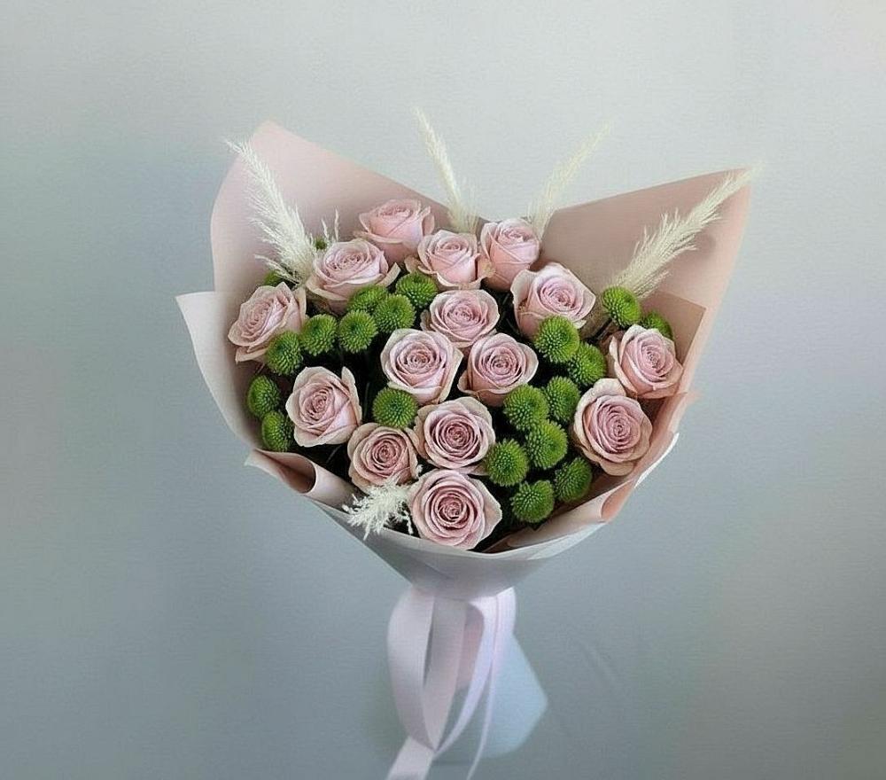 Букет цветов из: Розы и Хризантемы в Спасском Приморского края