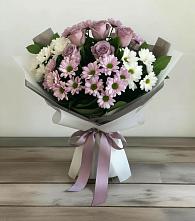 Букет цветов из:  Хризантемы и Розы в Спасском Приморского края